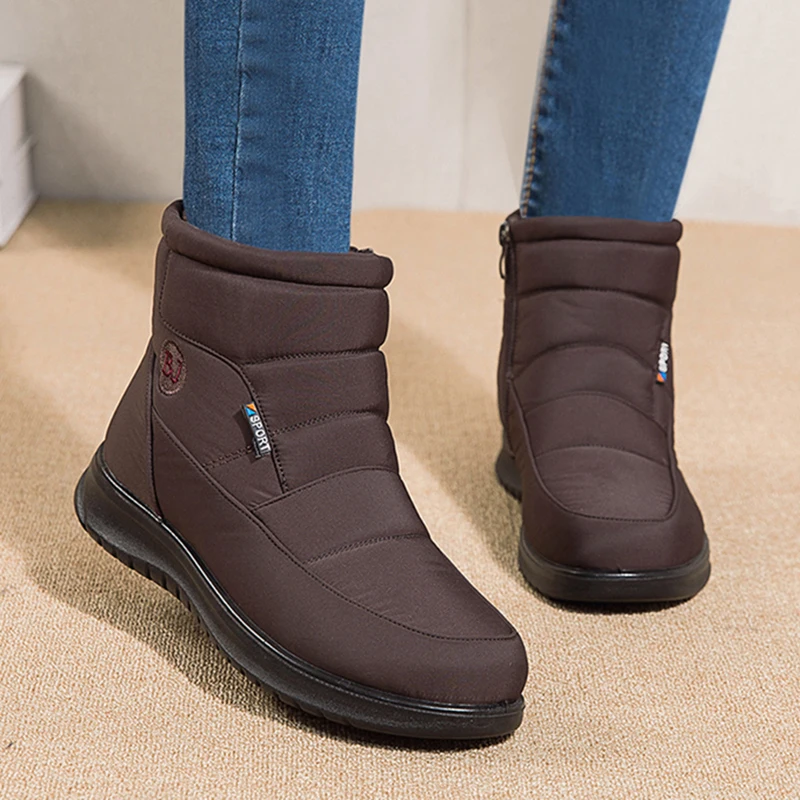 

2022 New Thick Plush Winter Boots for Women Non-slip Waterproof Boots Woman Flat Heels Warm Cotton Padded Shoes
