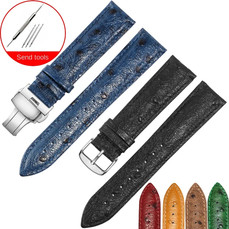 Universal Replacement Strap 12/13/14/15/16/17/18/19/20/21/22/23/24mm Men And Women Ostrich Print Leather Watchband