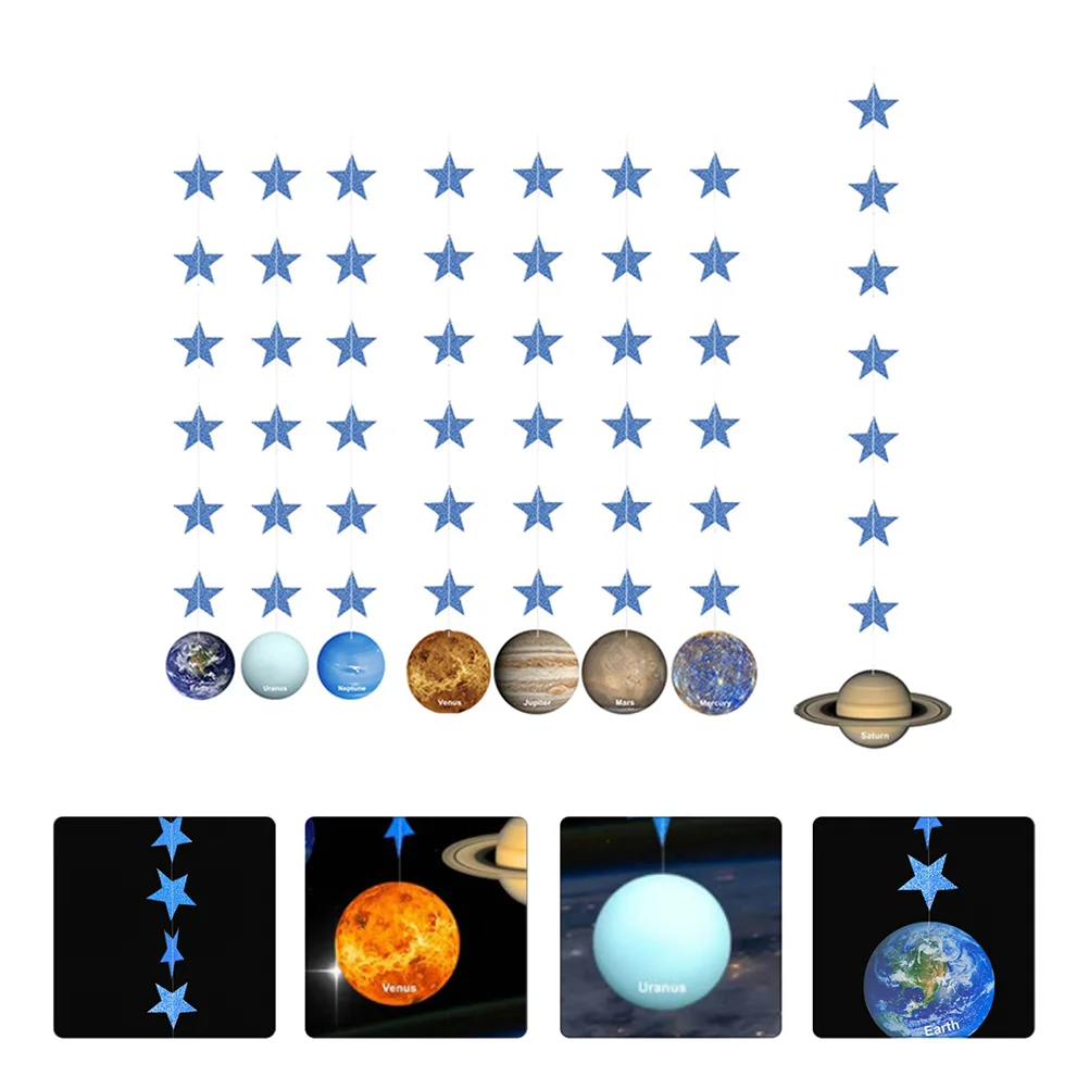 

Banner Garland Hanging Solar System Space Star Party Birthday Banners Bunting Universe Decoration Whirls Garlands Glittery