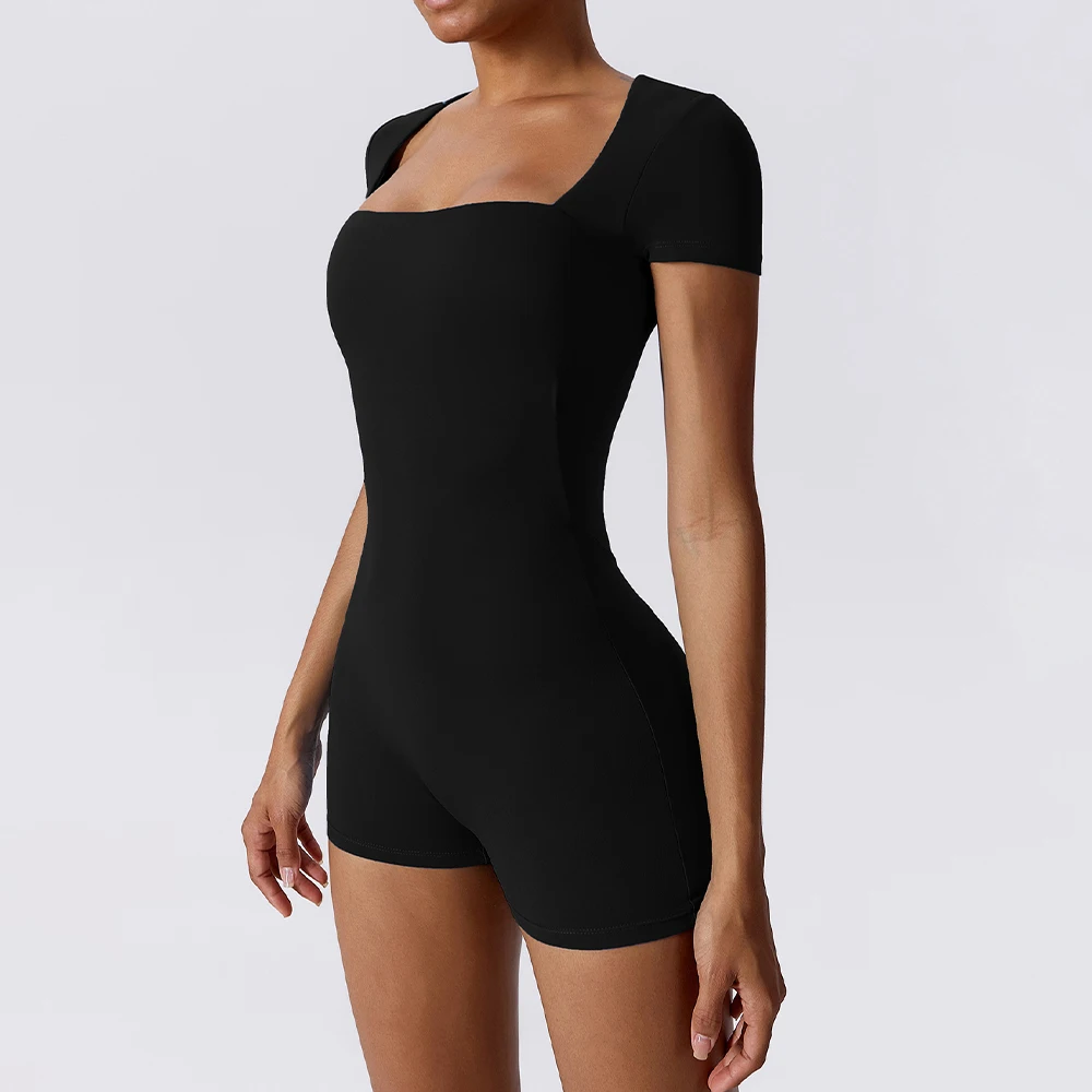 Women Sports Jumpsuit Yoga Set Tights Short Sleeve Cloud Feeling Yoga Training Dance Exercise Bodysuit for Women Overalls