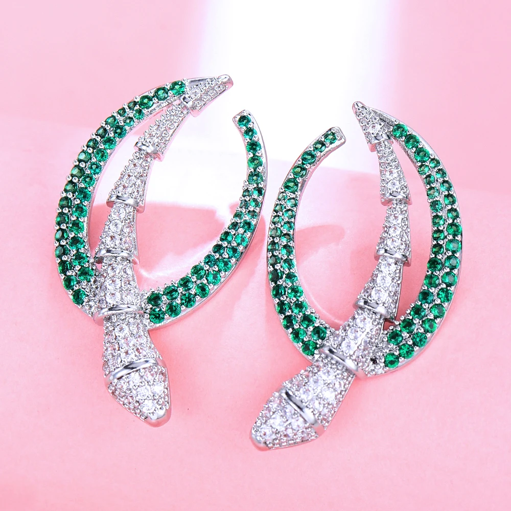 

Jimbora Romantic Gorgeous Snake Earrings Full CZ Charms Women Girl Birthday Gift Bridal Wedding Party Show New Hot 2022