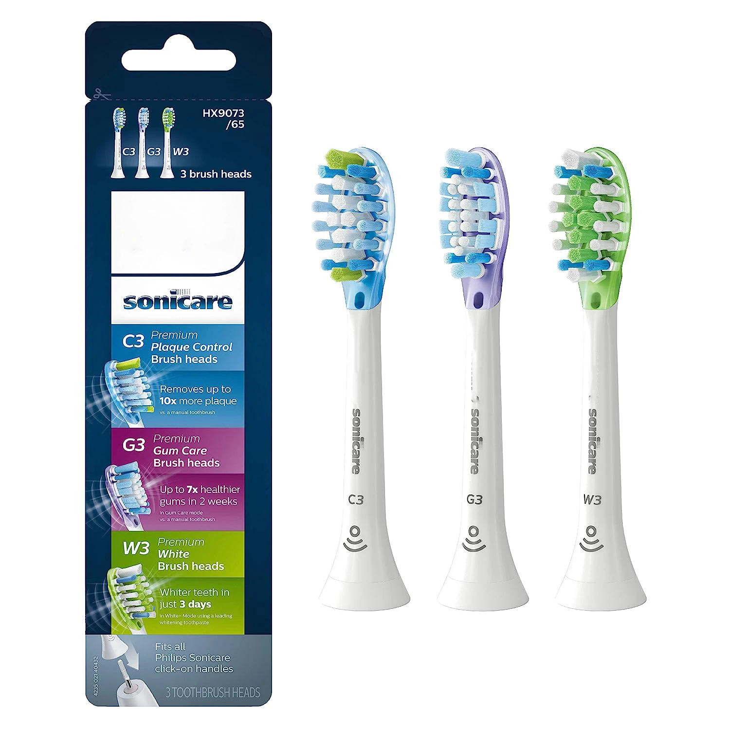 

Sonicare Genuine Replacement Toothbrush Heads Variety Pack, C3 Premium Plaque Control, G3 Premium Care & W3 Premium for philips