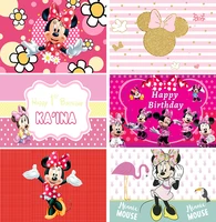 minnie mouse party supplies photography backdrop birthday background princess girls hot pink castle decoration for kids banner