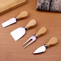 4pcsset wood handle sets bard set oak bamboo cheese cutter knife slicer kit kitchen cheedse cutter useful cooking tools