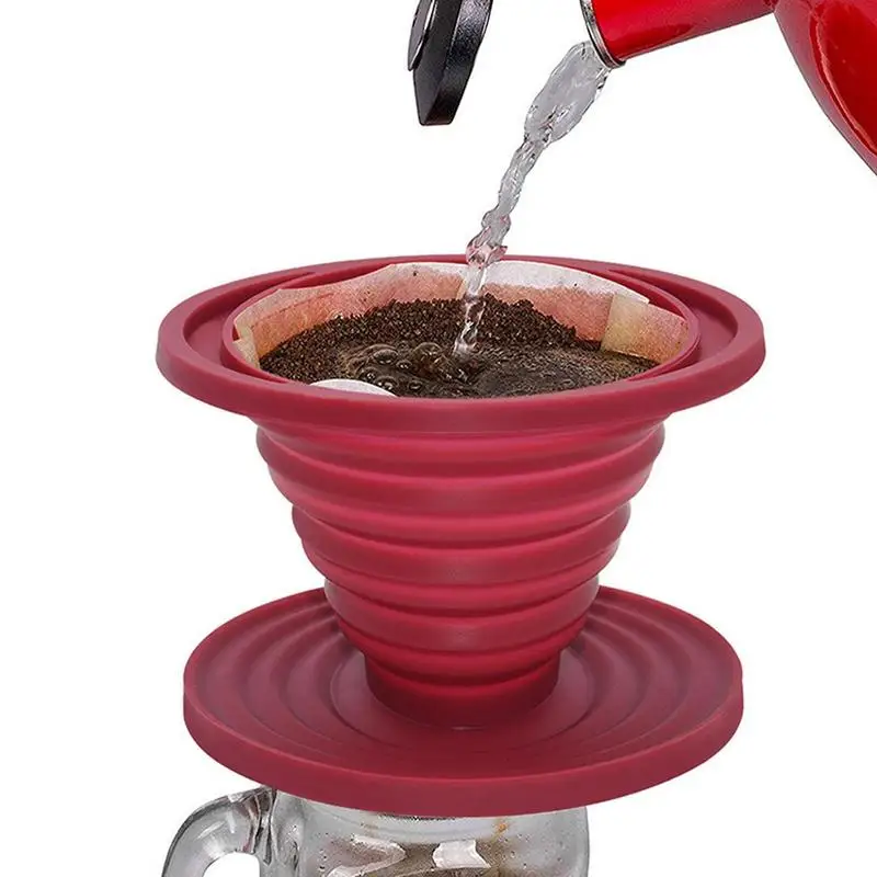 

Pour Over Coffee Dripper Collapsible Silicone Filter Replacement Reusable Simple Cone Drip Cup Coffee Making & Funnel Coffeeware