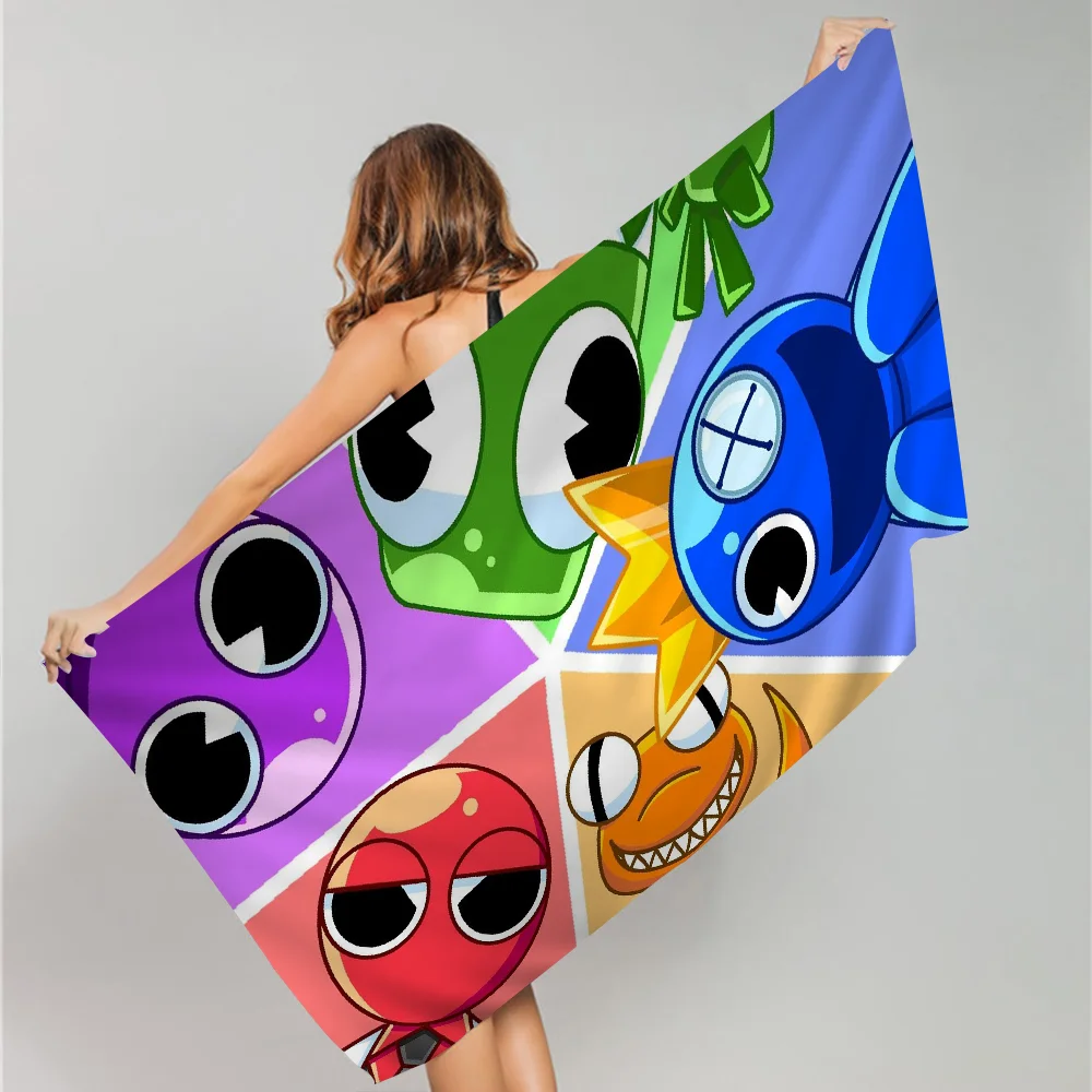 Пляжное полотенце из микрофибры Rainbow Friends впитывающее быстросохнущее мягкое для