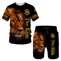 2022 mens the lion king t shirt summer 3d printed oversized set mens sportswear tracksuit mens clothing tshirts 2 piece suit