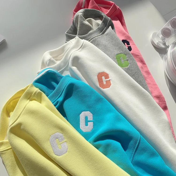 

embroidery C long-sleeve hoodies Women oversized sweatshirt Fashion loose casual Streetwear women clothing fall 2021 tops