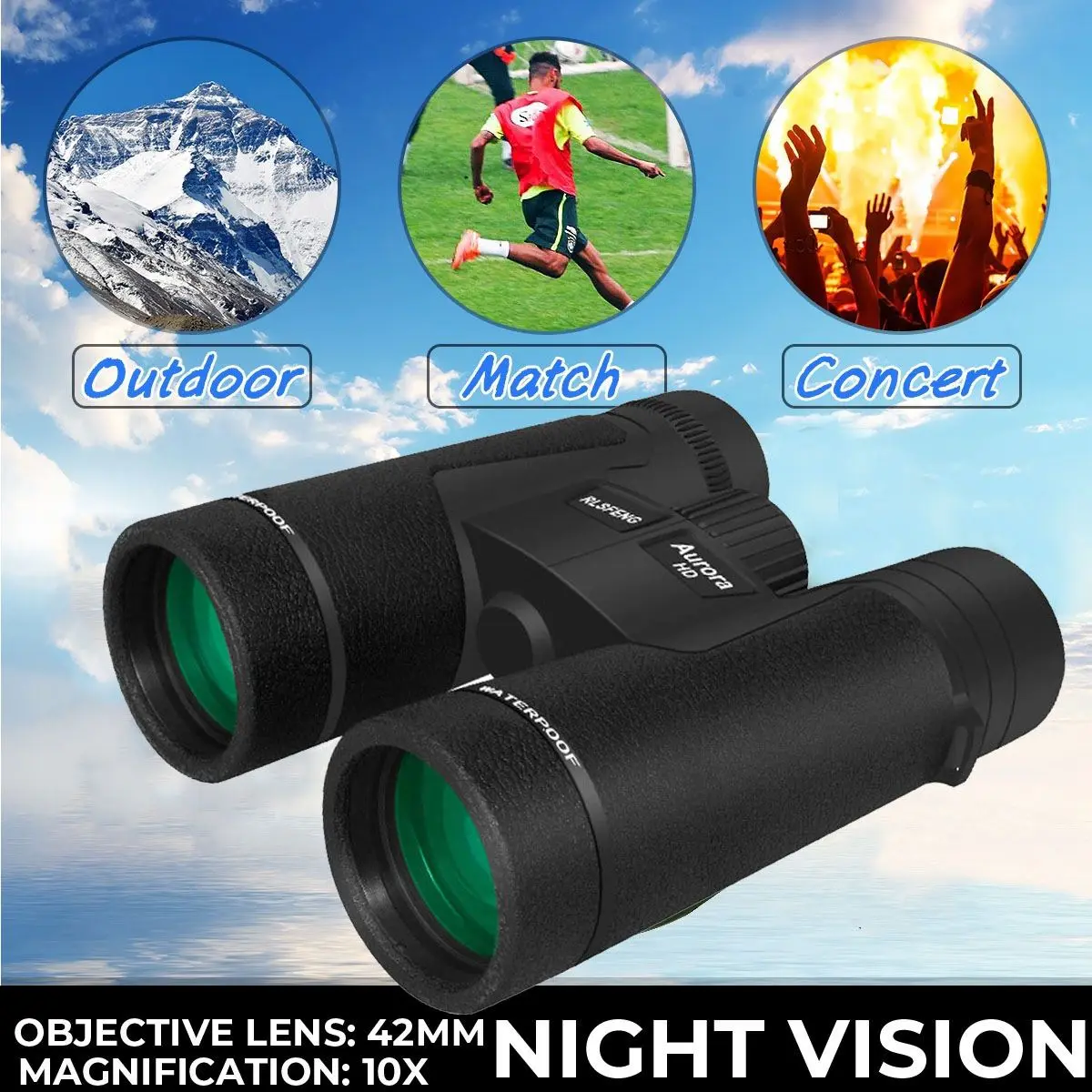 

Binoculars Telescope 10X Professional Telescope BAK4 FMC Optics Camping Equipment for Hunting Outdoor Camping Sports