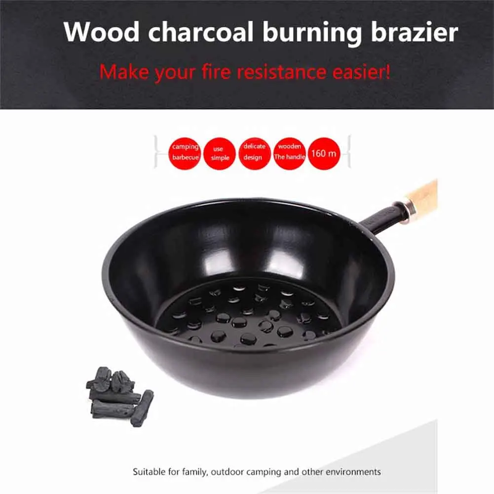

Charcoal Brazier Portable Outdoor Camping Barbecue Brazier Wooden Handle Fire Starter BBQ Grill Cooking Tools Charcoal Chimney