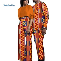 african print couple clothing top shirt and pants for men and women high waist pants sets couples party wedding clothes wyq848