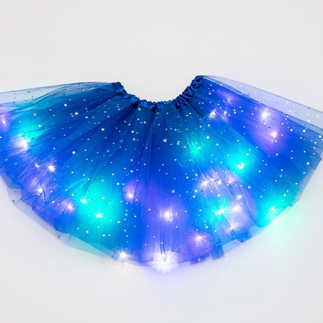 Girls Fashion Clothes Tulle Stars Sequin Ballet Dancewear Princess Kids Fluffy Magic Light Tutu Skirt Pettiskirt Glitter Party 2