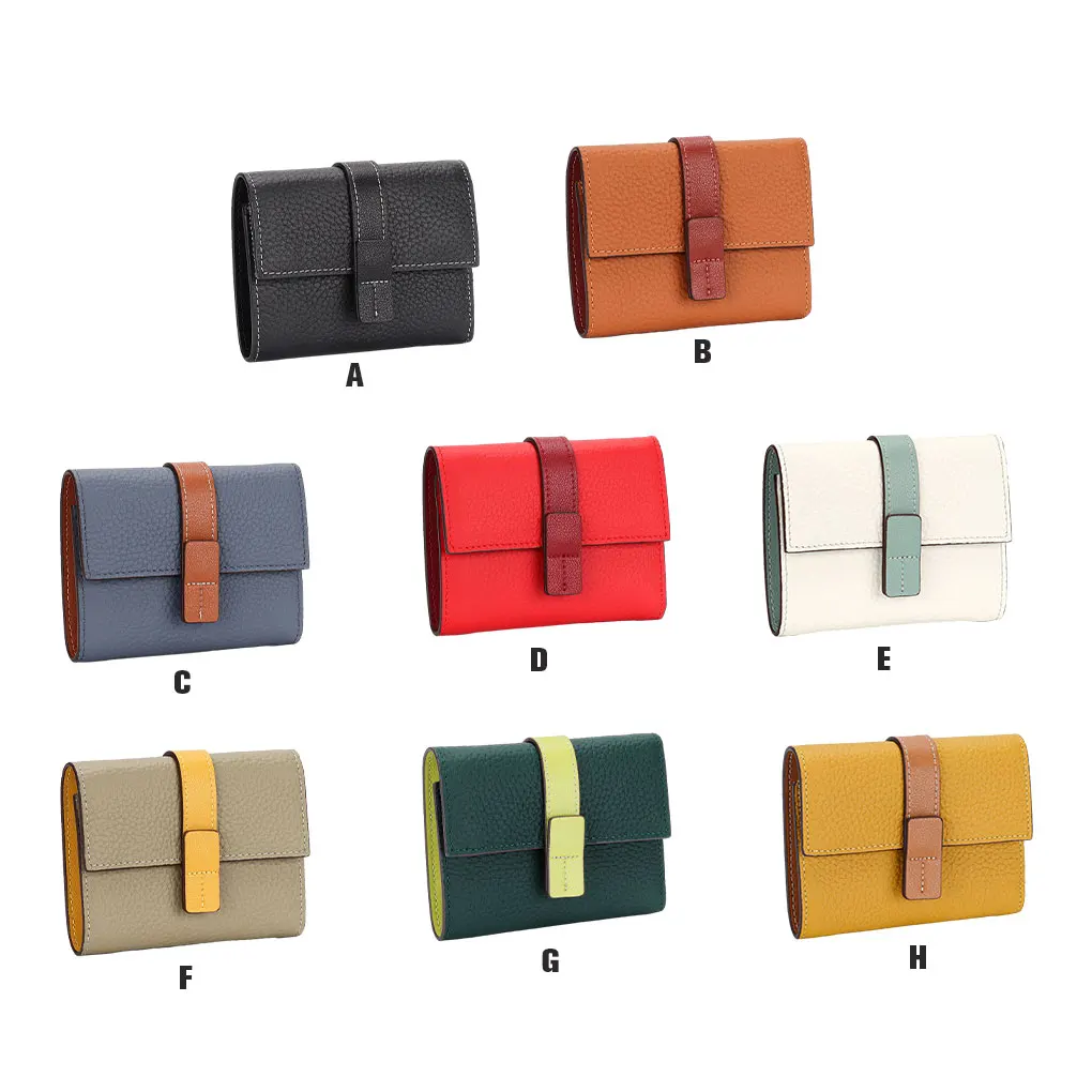 

Women Purse Trifold Solid Color Zipper Hasp Stylish Card Holder Cash Compartment Photo Folder Wallet Notecase Black