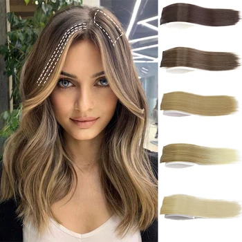 Synthetic Hair Pads Invisible Seamless Clip In Hair Extension Hair Piece Lining of Natural Hair Top Side Cover Hairpiec 1