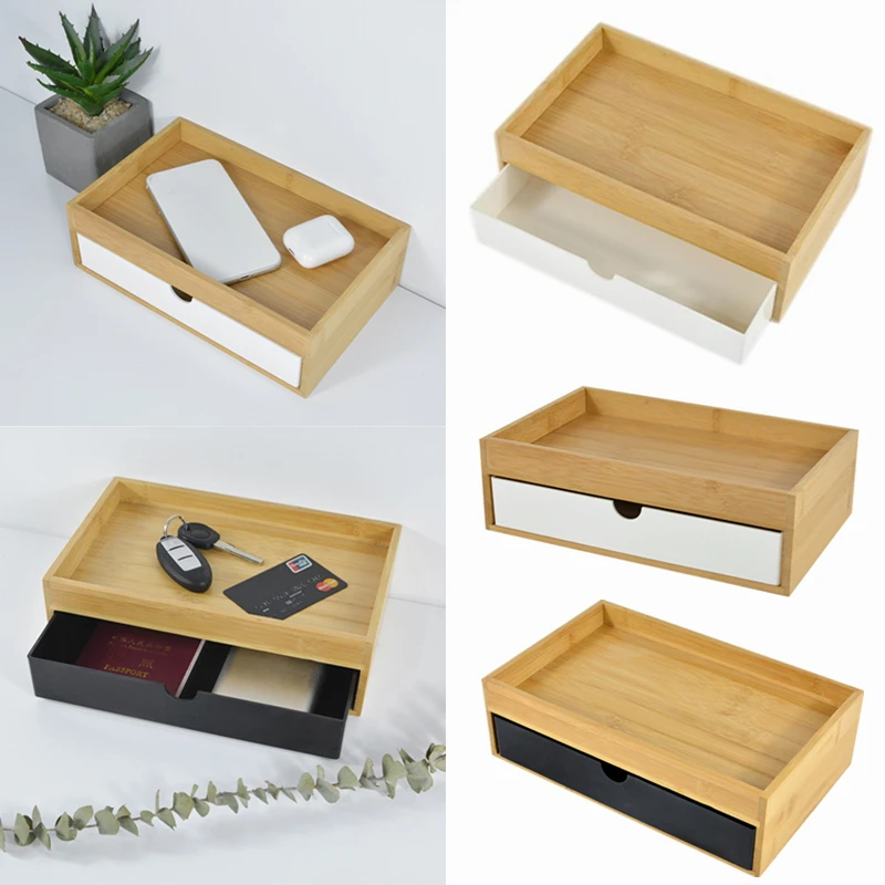 

Independent Storage Cabinet Single-layer Drawer Boxes Bamboo And Wood Cosmetic Organizer Bedroom Living Room