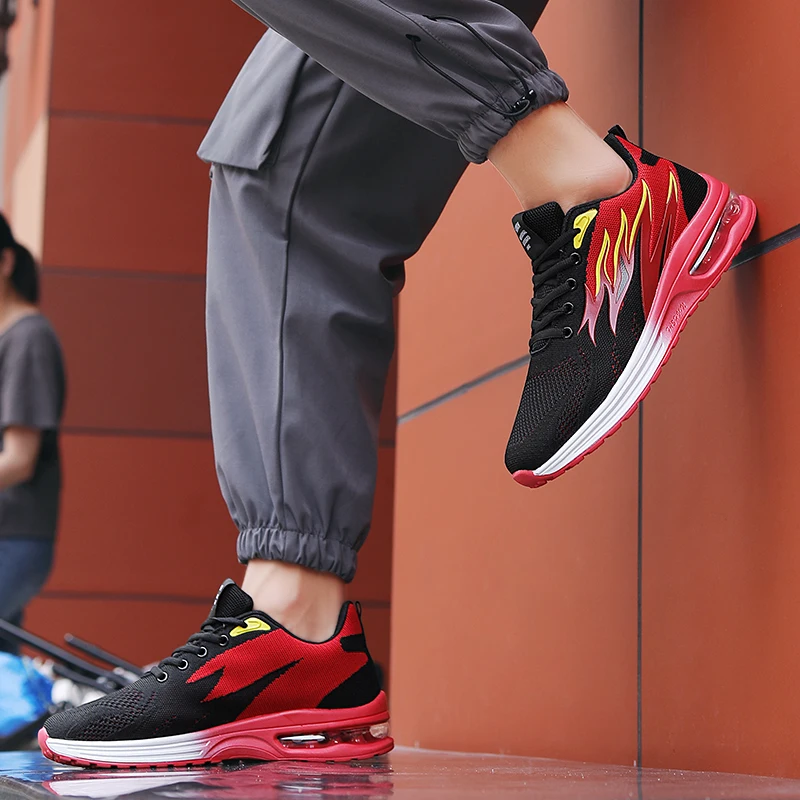 Women Sneakers Men Light Breathable Air Cushion Running Shoes Unisex Casual Lace Up Tennis Shoe Fashion