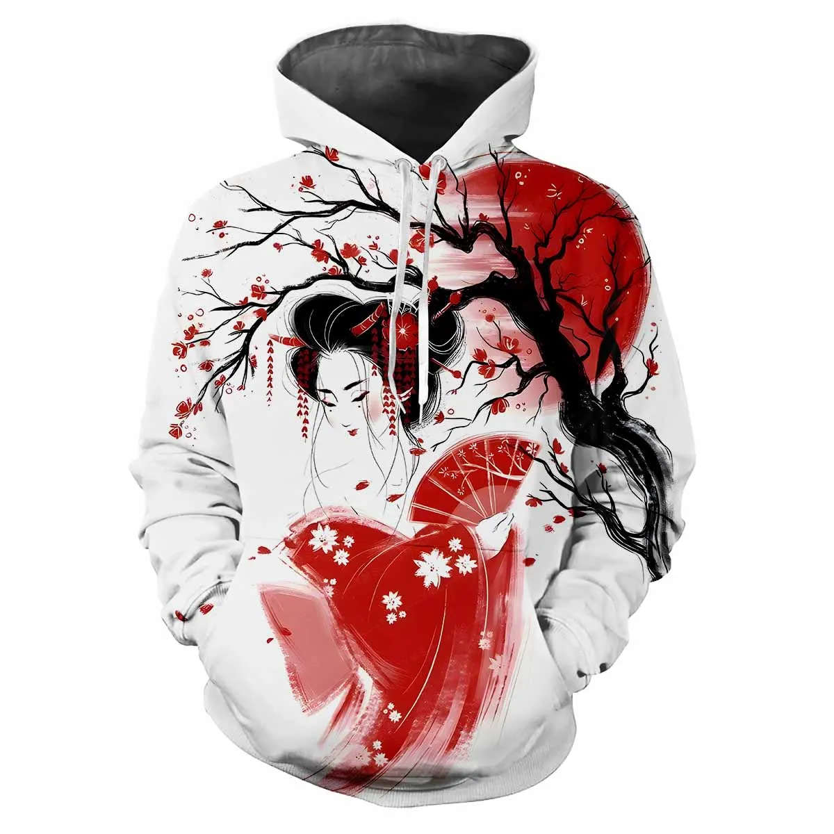 Japanese Kabuki Hoodies Geisha 3D Print Men Hooded Sweatshirts Harajuku Tracksuits Streetwear Pullovers Tops Coat Male Clothing