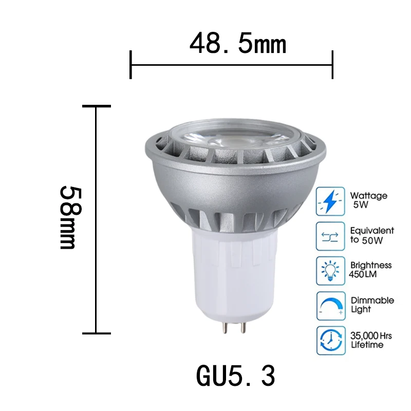 YORYZENG Светодиодные прожекторы 5 Вт серебристые