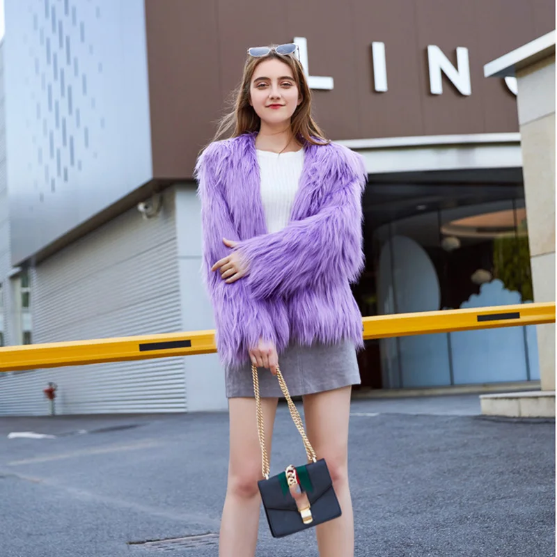 2021 New Fashion Autumn and Winter Wool Fur Jacket Hooded Warm Faux Fur All-match Ladies Jacket Fluffy Elegant Thick Ladies Coat