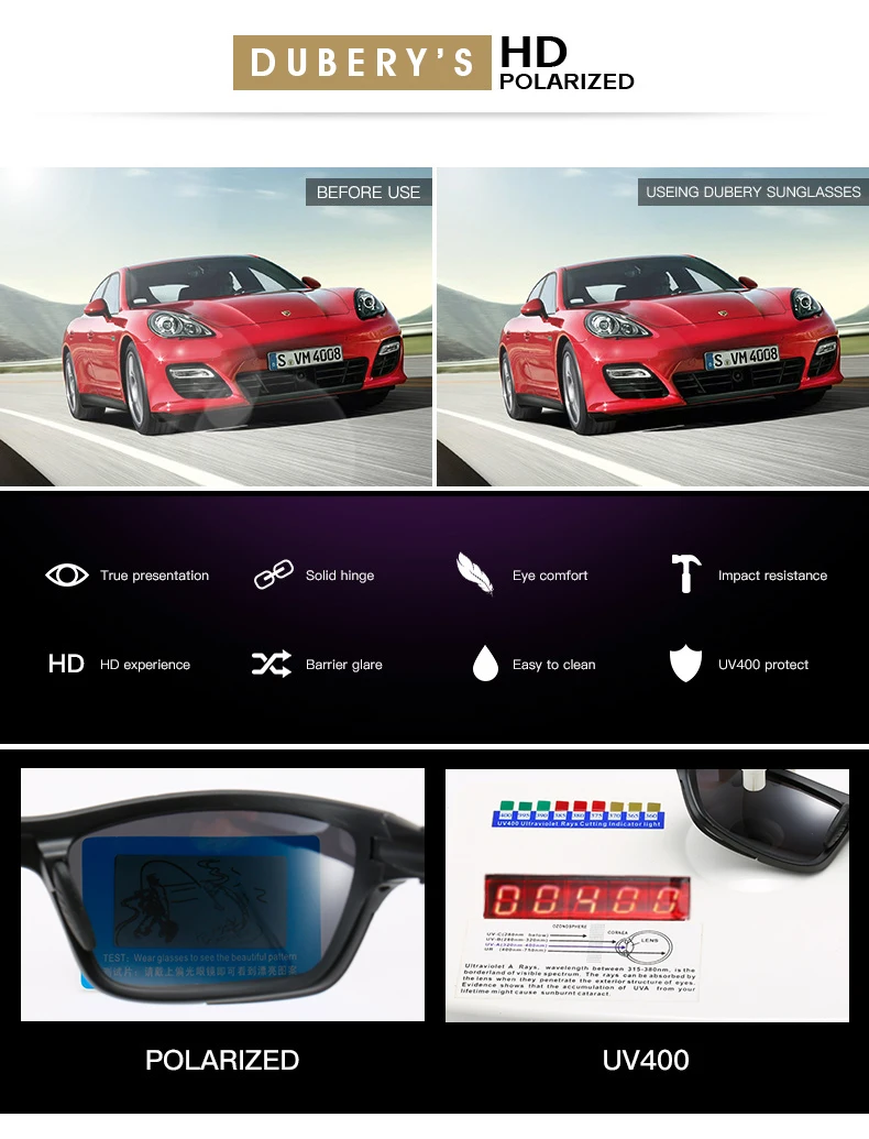 Солнечные очки DUBERY D400 мужские винтажные поляризационные солнцезащитные
