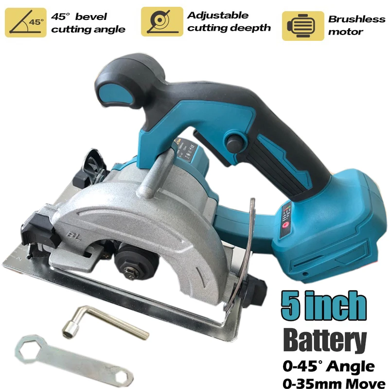 Электрическая циркулярная пила 1000 Вт, 10800 об/мин, 125 мм, Беспроводная электрическая циркулярная пила для дерева, регулируемая пила для Makita, батарея 18 в