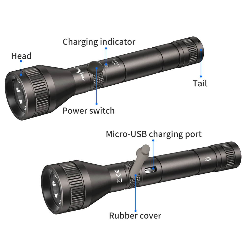 Миниатюрный светодиодный фонарик PEETPEN L9 800 лм зарядка через USB 4 режима освещения