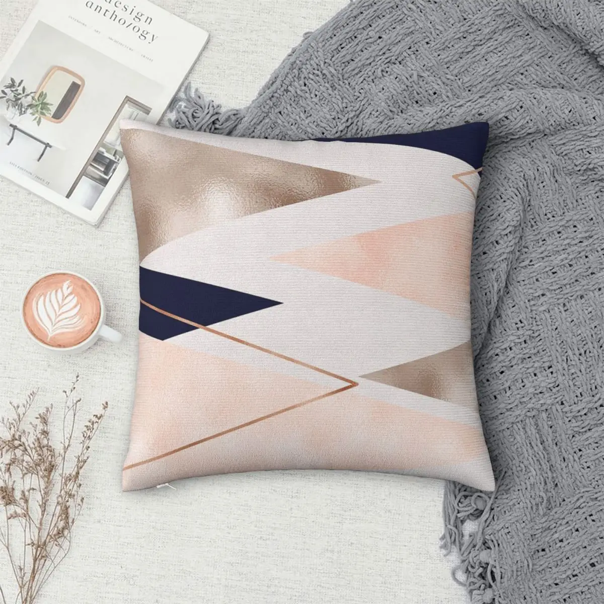 

Розовое золото, французская темно-синяя Геометрическая наволочка, чехол для подушки, удобная декоративная подушка для дивана, используемые подушки