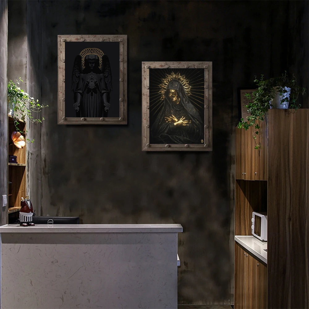 Современный Стиль Холст С Принтом черный Ангел Портретный Рисунок Для Украшения