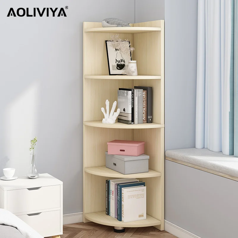 AOLIVIYA Corner Shelf Living Room Corner Bay Window Small Bookshelf Home Floor-to-ceiling Bedroom Triangle Bookcase