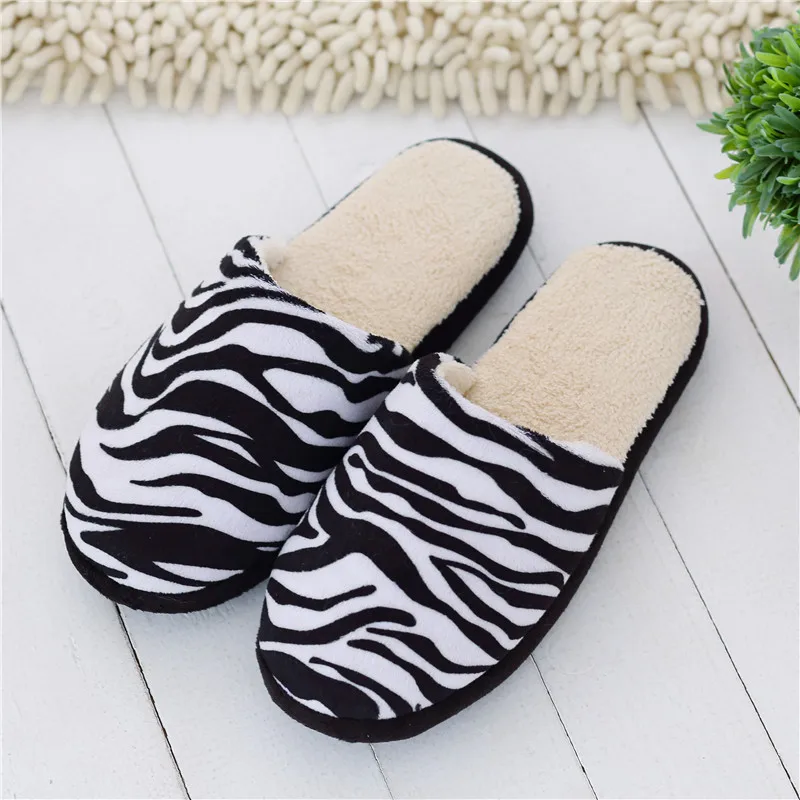 

Creative Lovely Zebra Stripes Slipper For Women Kawaii Fluffy Winter Warm Slippers Woman Cartoon Winter Slippers Funny Shoes