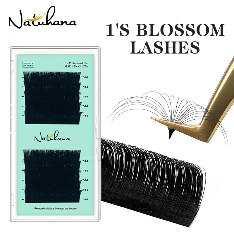 NATUHANA Easy Fan Lashes Faux Mink Eyelash Extension Fast Bloom Austomatic Flowering Self-Making Volume Soft Natural MakeupTools