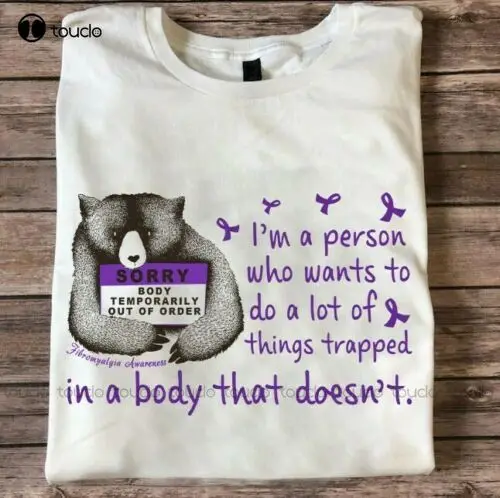 

Fibromyalgia Awareness Bear Funny T Shirt Mens Short Sleeve Shirts Casual Cotton Tee Shirts Xs-5Xl Unisex Fashion Funny Tshirt