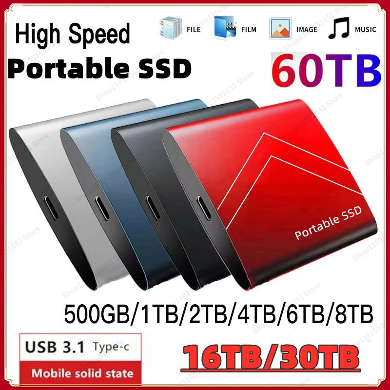 

Portable SSD 128TB External Solid State Drive 64TB 2TB Hard Drive USB 3.1 SATA SSD Portable 8TB 16TB 32TB Hard Disks For Laptops