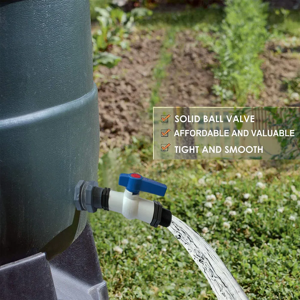 

Water Butt Tap 3/4 Inch PVC Rain Butt Valve Bulkhead Connection Rain Barrel Tank Swimming Pools Sturdy And Durable