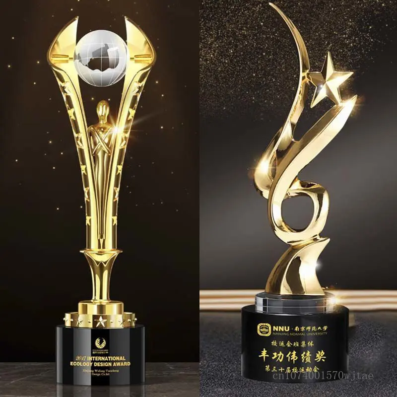 

1 шт. оригинальная металлическая фигурка, скульптура, трофей, соревнование, подарок, украшение для дома, превосходный хрустальный трофей