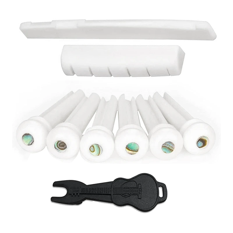 

1 Set Guitar Bridge Pins Acoustic Guitar For NUT Saddle For NUT With 6Pcs Small Abalone Dot (Bone Bridge & Bone Pins)