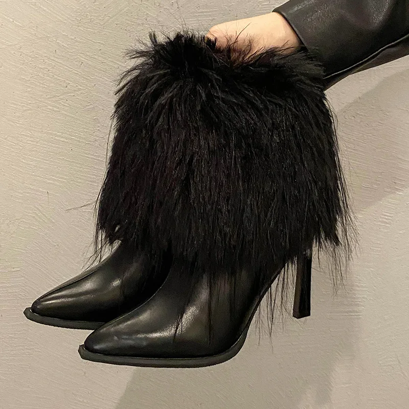 Женские сапоги австралийские пикантные до бедра на высоком каблуке женские