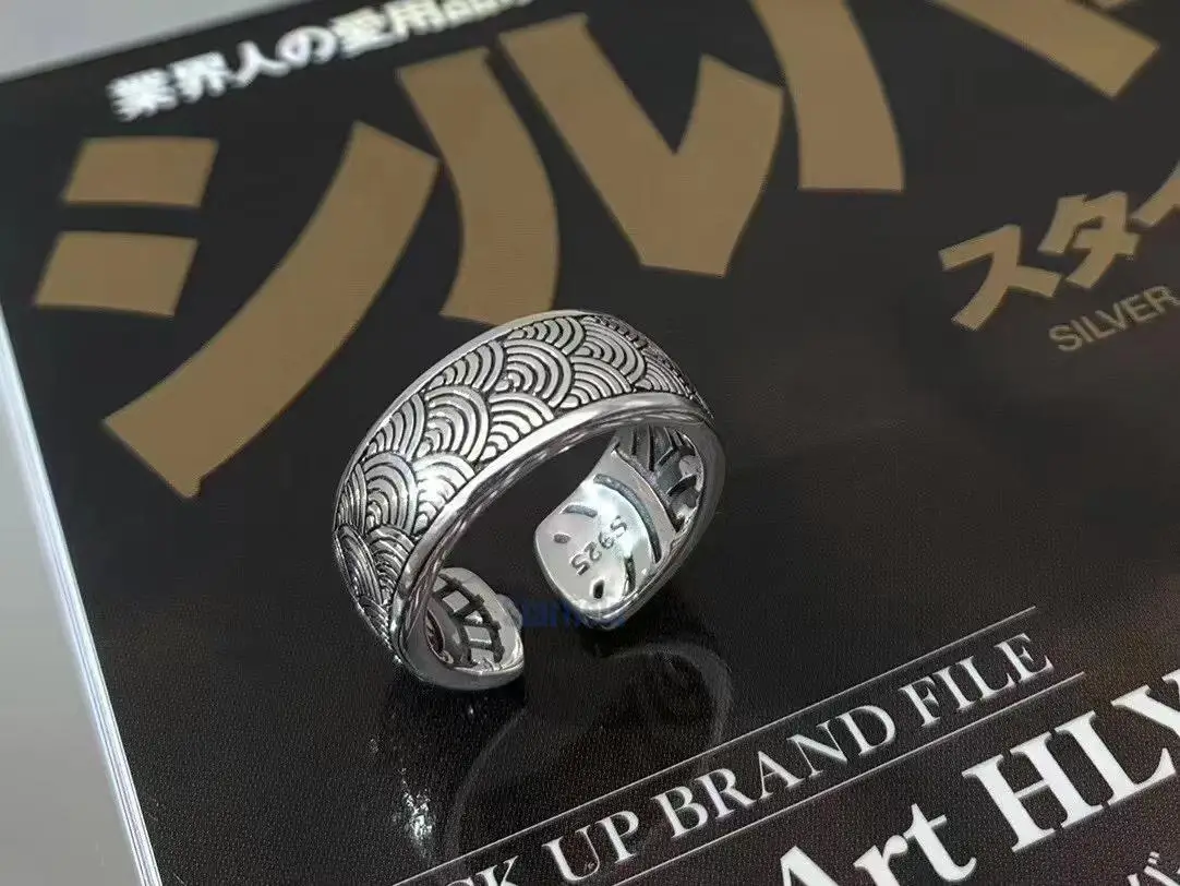

Hot selling new seiko dragon open adjustable ring for men male guarantee 100% S925 Sterling Silver Retro Thai Silver men gift