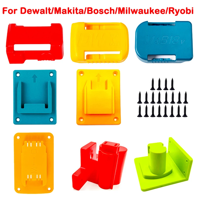 

5Pcs For Dewalt For Makita For Bosch For Milwaukee For Ryobi Tool Mount Storage Bracket Battery Holder Wall Mount Fixing Devices