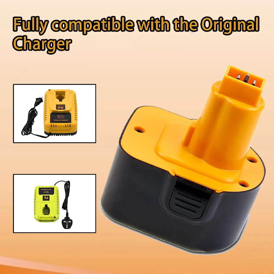 

12V 12800mAh Ni-Mh Replacement Battery Compatible with DeWalt 12V Battery XRP DW9071 DW9072 DC9071 DE9037 Cordless Power Tools