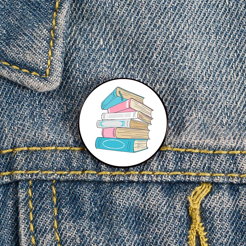 

Trans Pride Book Stack Pin Custom cute Brooches Shirt Lapel teacher Bag backpacks Badge Cartoon gift brooches pins for women