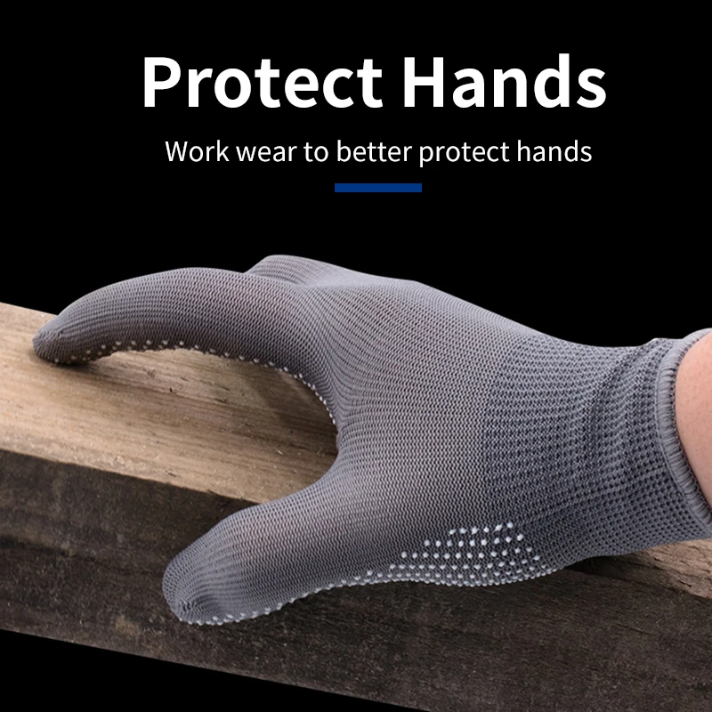 

Work Gloves Non-slip Breathable Nylon Safety Protective With Dot Palm Coating Men Women Hand Protector Working Gloves