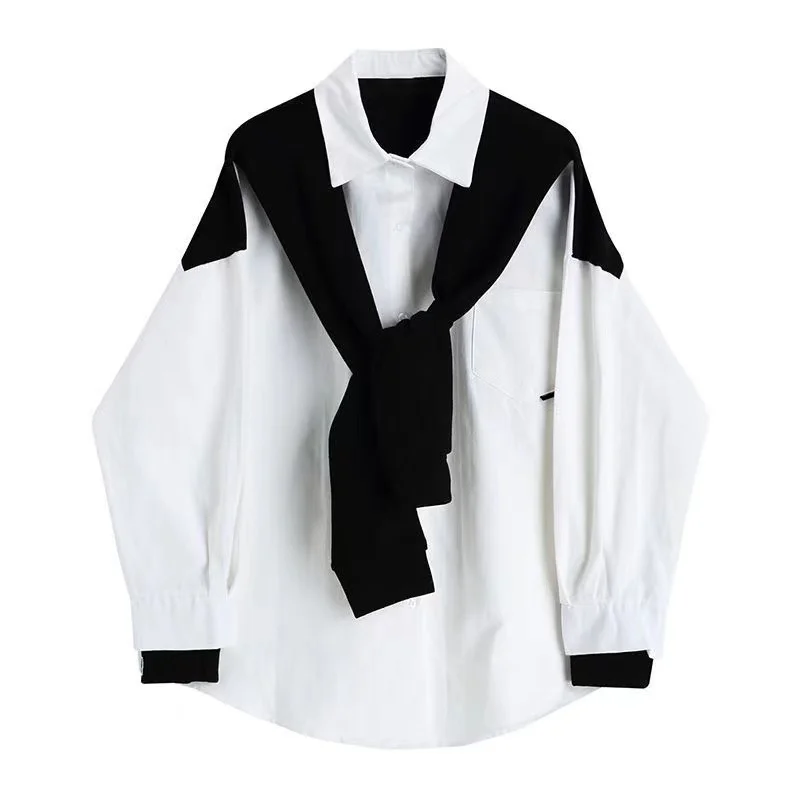 

Large Big Add Plus Size Women Shirt Blouse Mid-Length Oversize Shirt Clothing Loose Long Sleeve Female Tops Korean Blouses