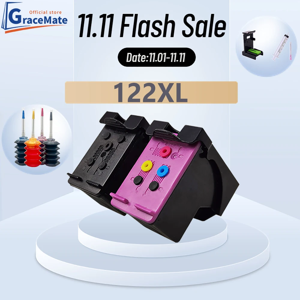

GraceMate 122XL Cartridge Replacement for HP 122 XL hp122 Ink Cartridge for Deskjet 1000 1050 1050A 1510 2000 2050 3000 3050