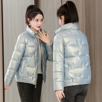 baeardon winter womens down cotton padded jacket 2022 new short section stand up collar glossy womens thickened parkas coat