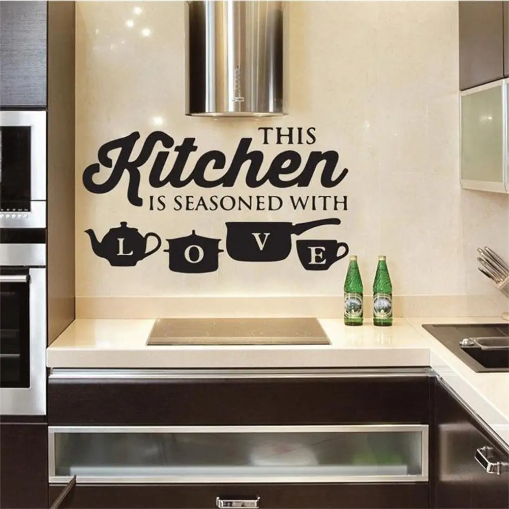 

Personality Kitchen Love PVC Removable Letter Kitchenware Wall Sticker Acrylic Stickers Living Room Home Decoration