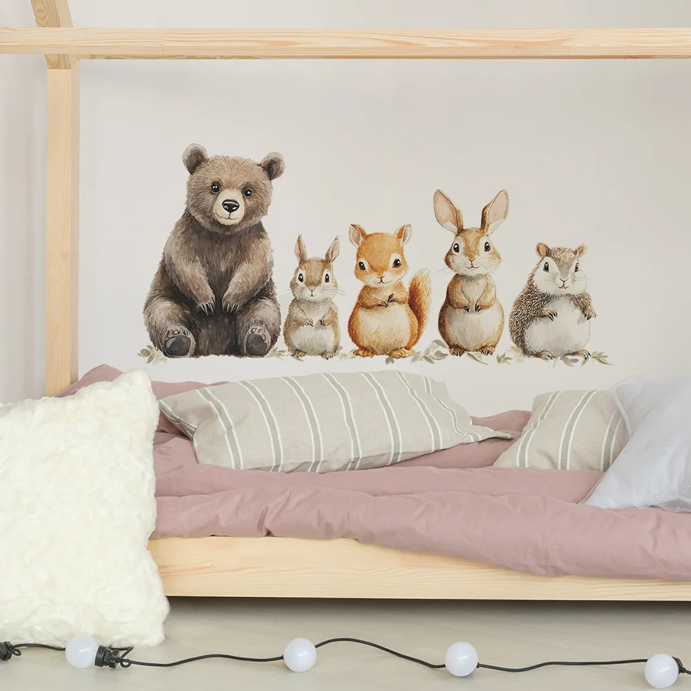 Настенная наклейка HonC с кроликом, белкой и медведем