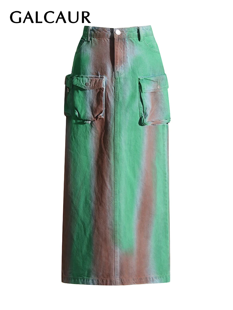 

Юбка женская джинсовая трапециевидная в полоску, с высокой талией и карманами