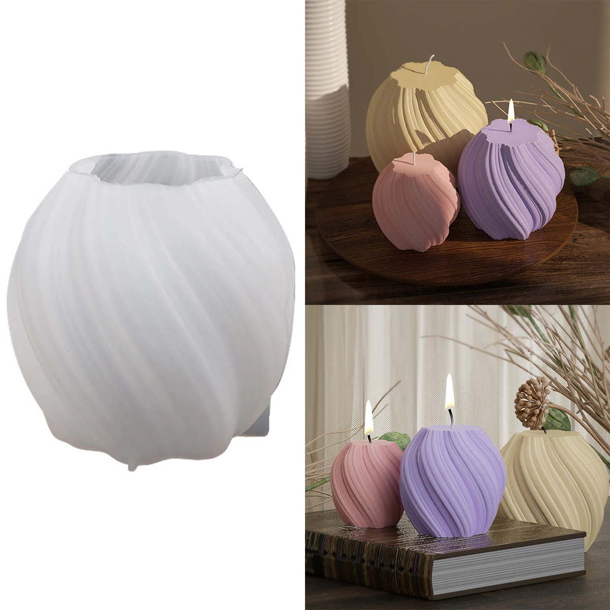 3d вращающаяся колонна для свечи силиконовая форма геометрическая вощеная свечей