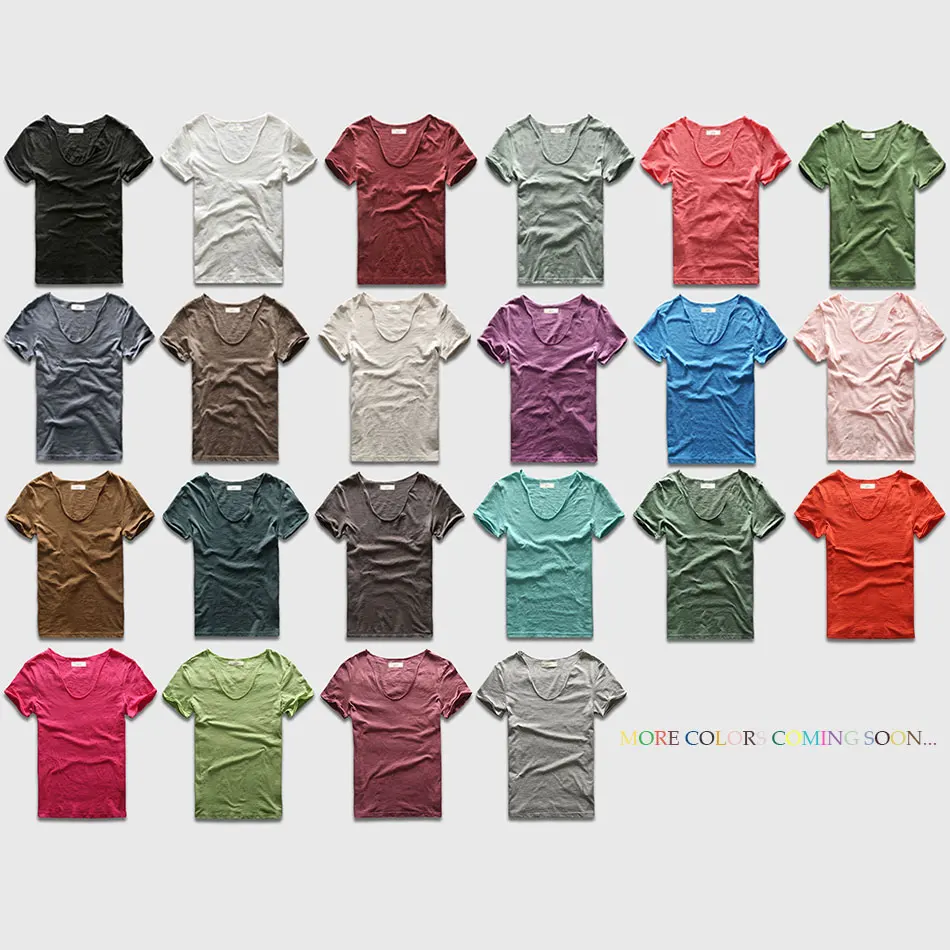 Фото Мужчины Основные Футболки Твердые Хлопок V Шеи Slim Fit Мужской Моды Футболки С Коротким Рукавом Топ Тис 2017 Brand №5